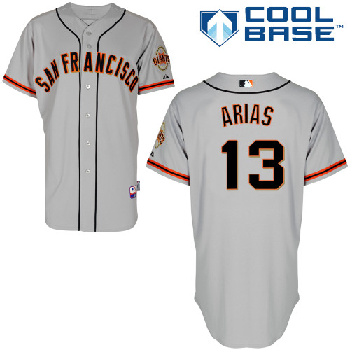 Joaquin arias #13 Youth Baseball Jersey-San Francisco Giants Authentic Road 1 Gray Cool Base MLB Jersey
